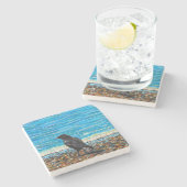 クロウオンザビーチ絵画3 ストーンコースター (横)