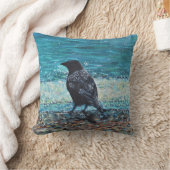 クロウオンザビーチ絵画 クッション (ブランケット)