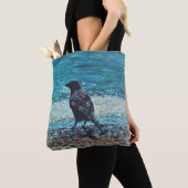 クロウオンザビーチ絵画 トートバッグ (クローズアップ)