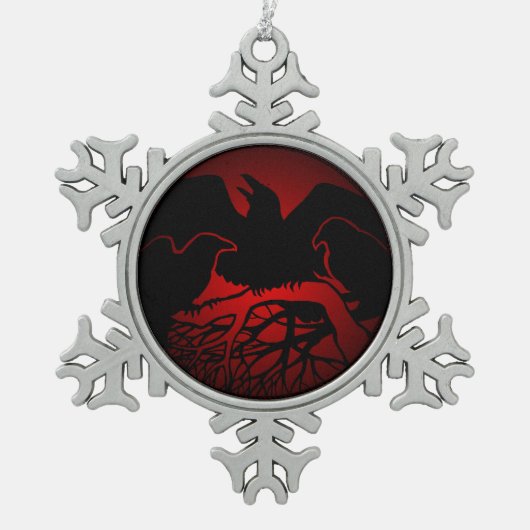 クロウオーナメントレイベン/クロウ装飾ギフト スノーフレークピューターオーナメント (正面)