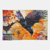 クロウカラフルユニークコラージュ キッチンタオル (横)