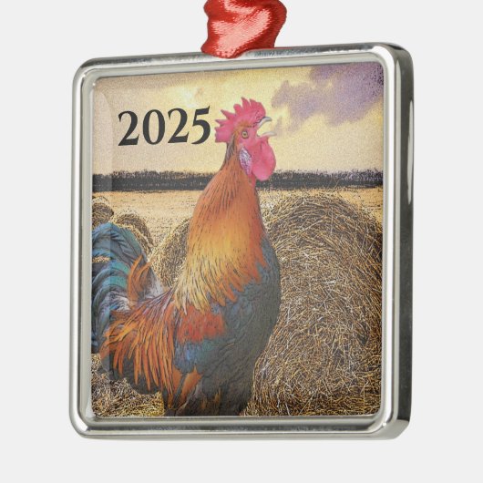 クロウカラフルングの鶏と干しベール メタルオーナメント (左)