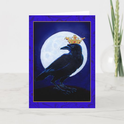 クロウキングまたは女王と月、クラウングリーティングカード カード (正面)