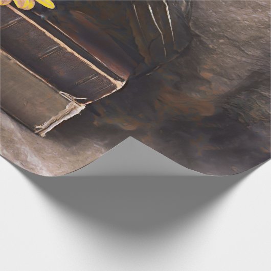 クロウゴシックヴィンテージ古書ひまわりフローラ ラッピングペーパー (角)