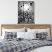 クロウサンライトツリーブランチシルエットランドスケープ キャンバスプリント (インサイチュ (寝室))