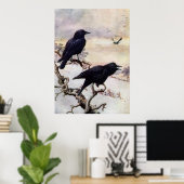 クロウズインウィンターヴィンテージイラストレーション ポスター (ホームオフィス)