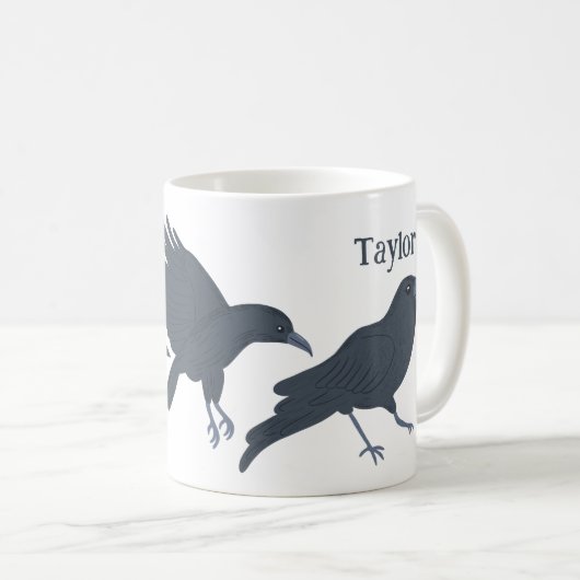 クロウズバードイラスト パーソナライズされた コーヒーマグカップ (正面右)