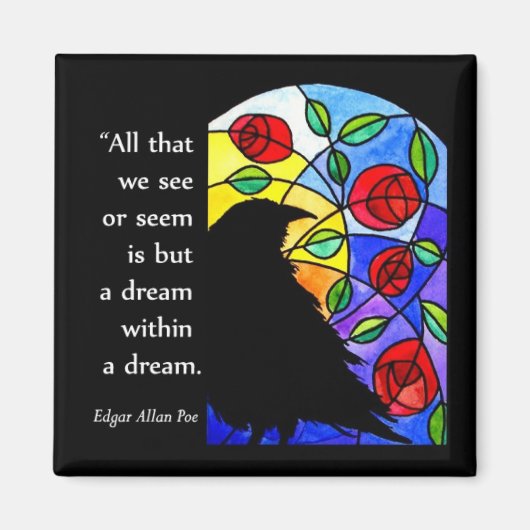 クロウバイウィンドウとバラ – マグネット (正面)