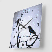 クロウバードオンツリーバード94紫 スクエア壁時計 (傾斜)