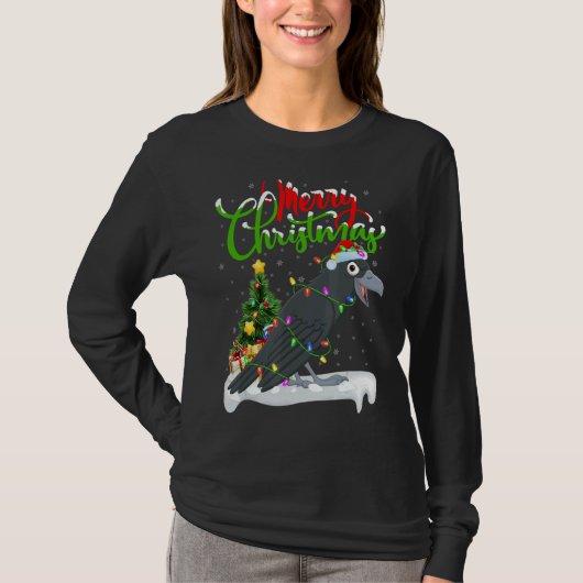 クロウバードクリスマスデコレーションサンタクロウクリスマス Tシャツ (正面)