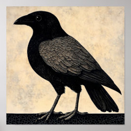 クロウバード絵画抽象芸術 ポスター