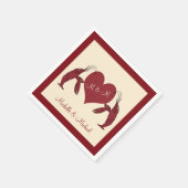 クロウパーソナライズされたィッシュロブスターとハート スタンダードカクテルナプキン (角)