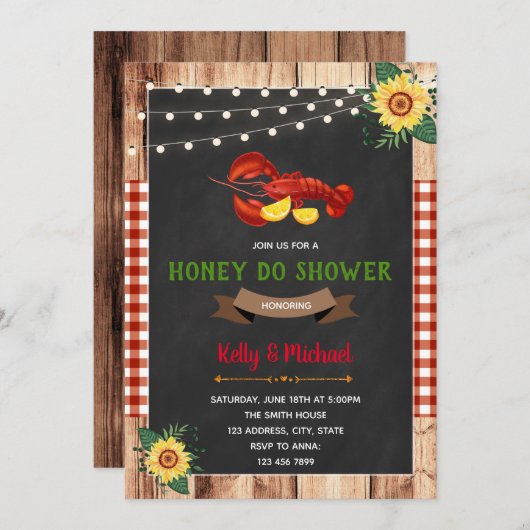 クロウフィッシュの子供の蜂蜜はシャワーの招待をする 招待状 (正面/裏面)