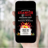 クロウフィッシュの赤い煮沸3写真卒業パーティー 招待状