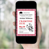 クロウフィッシュの赤い魚の煮沸3写真卒業パーティー 招待状