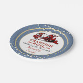 クロウフィッシュの魚介類が新芽または婚約ブルーを沸騰 ペーパープレート (アングル)