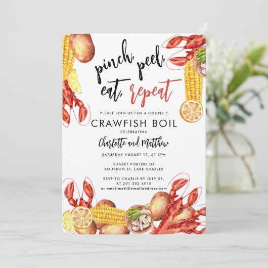 クロウフィッシュシーフードボイル婚約パーティ 招待状 (スタンド正面)