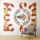 クロウフィッシュパーティー紙背景 – フォトブース タペストリー (インサイチュ(横))