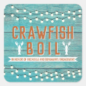 クロウフィッシュボイルカップルシャワー婚約パーティ スクエアシール (正面)