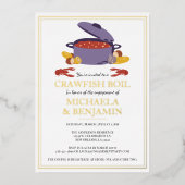 クロウフィッシュボイルカップルシャワー婚約パーティ 箔招待状 (正面)