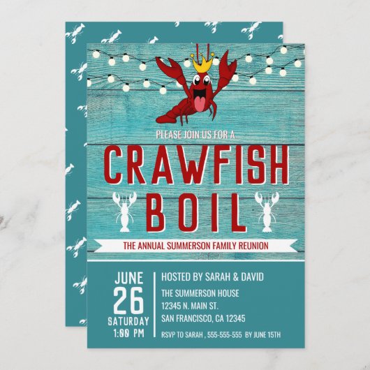 クロウフィッシュボイルファミリー懇親会シーフードパーティー 招待状 (正面/裏面)