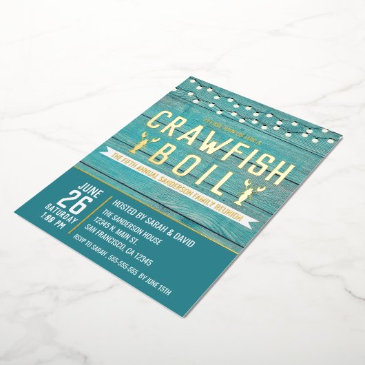クロウフィッシュボイルファミリー懇親会シーフードパーティー 箔招待状 (回転した状態)