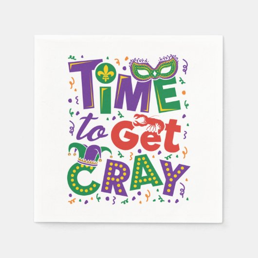 クロウフィッシュマーディグラを手に入れる時間 スタンダードカクテルナプキン (正面)