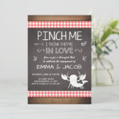 クロウフィッシュ婚約パーティカップルのシャワーシーフード 招待状 (スタンド正面)