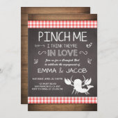 クロウフィッシュ婚約パーティカップルのシャワーシーフード 招待状 (正面/裏面)