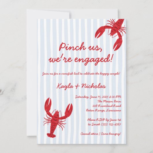 クロウフィッシュ沸騰カップルのシャワー私たち南部 招待状 (正面)