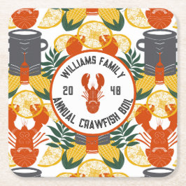 クロウフィッシュ沸騰パーティー-ケージャンシーフードお祝い スクエアペーパーコースター