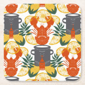 クロウフィッシュ沸騰パーティー-ケージャンシーフードお祝い スクエアペーパーコースター (正面)