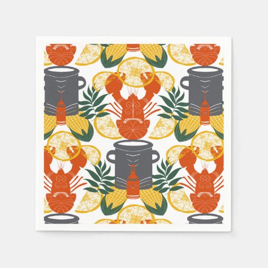 クロウフィッシュ沸騰パーティー-ケージャンシーフードお祝い スタンダードカクテルナプキン (正面)