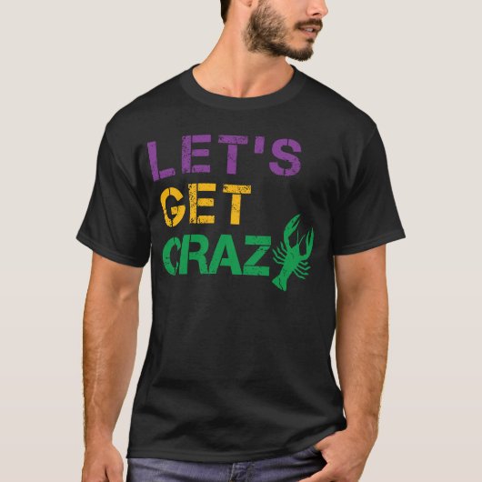 クロウフィッシュ熱狂するマルディおもしろいグラ Tシャツ (正面)