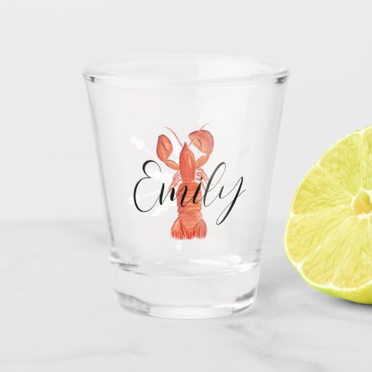 クロウフィッシュ甲殻類の水彩雪片 ショットグラス (正面)