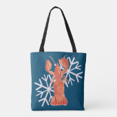 クロウフィッシュ甲殻類の水彩雪片 トートバッグ (裏面)