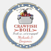 クロウフィッシュ魚介類ボイルブルー金ゴールドパーティー婚約 ラウンドシール (正面)