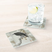 クロウレイヴンコソン日本のバード ガラスコースター (アングル)