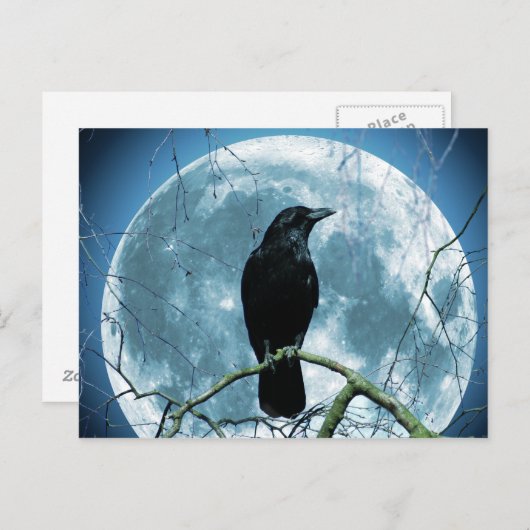 クロウレイヴンムーンナイトゴシック素晴らしファンタジー ポストカード (正面/裏面)