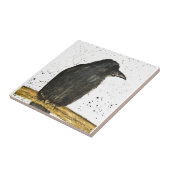 クロウレイヴン黒の素朴なヴィンテージ水色の鳥 タイル