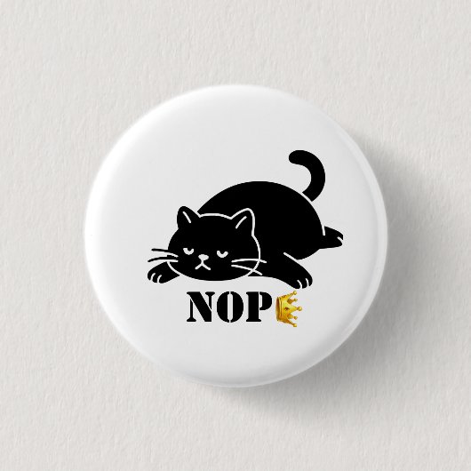 クロウン NOPE 黒猫 ユニークねこ好き用 缶バッジ (正面)