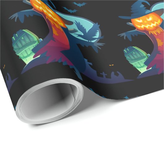 クロウ幽霊のよく出るとフクロウのこうもり付きハロウィンのかかし ラッピングペーパー (ロールコーナー)