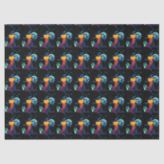 クロウ幽霊のよく出るとフクロウのこうもり付きハロウィンのかかし 薄葉紙 (正面)