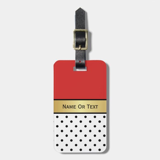 クロウ赤い白い黒い水玉模様 ラゲッジタグ (正面縦)