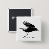 クロウ飛んでいるレイヴン野生動物バードアート 缶バッジ (正面&裏面)