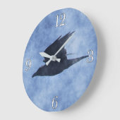 クロウ飛んでいるワイルドライフ愛好家ウォーターカラーアートクロック ラージ壁時計 (傾斜)