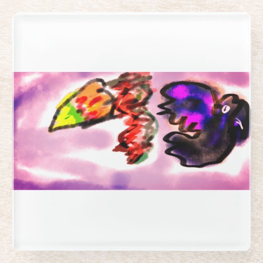 クロウ飛んでいる秋 ガラスコースター (正面)