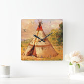 クロウ·テピー·ウィグワム、ジョージ·カトリン·アート スクエア壁時計 (ホーム)