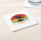 クロウ、F-Caw-F鳥おもしろいレトロクラシック スクエアペーパーコースター (アングル)