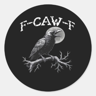 クロウF-Caw-F鳥おもしろいレトロクラシック ラウンドシール